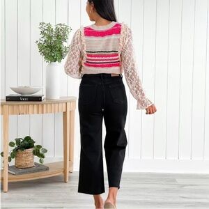 Judy Blue Tummy Control Black Wide Leg Crop Jeans Raw Hem Minimalist Retro 30